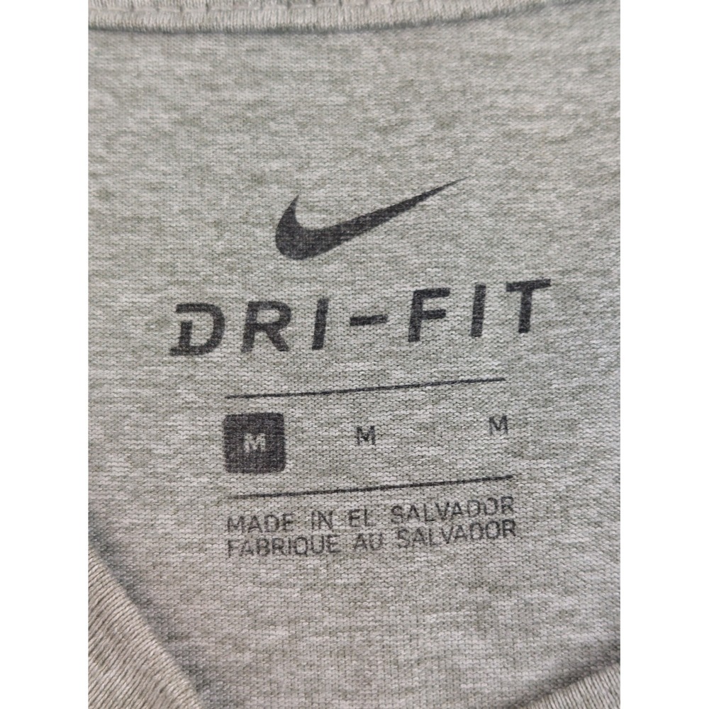 Nike Men Athletic Shirt M Gray Dri Fit 100% Polyester Logo Long Sleeve Crew Neck - Picture 6 of 16